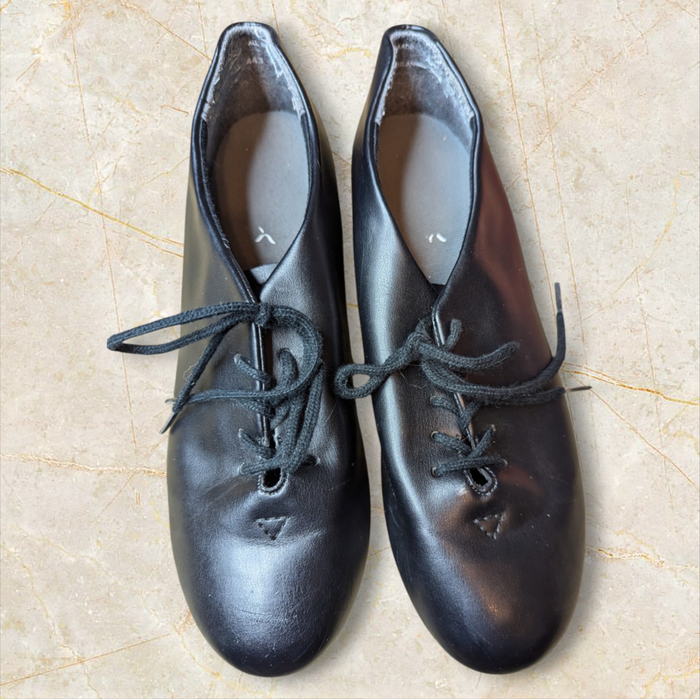 CAPEZIO Black Tic Tac Tap Shoes Lace up Tie Size 7 Wide Dance Men 7/Women's 5 7W